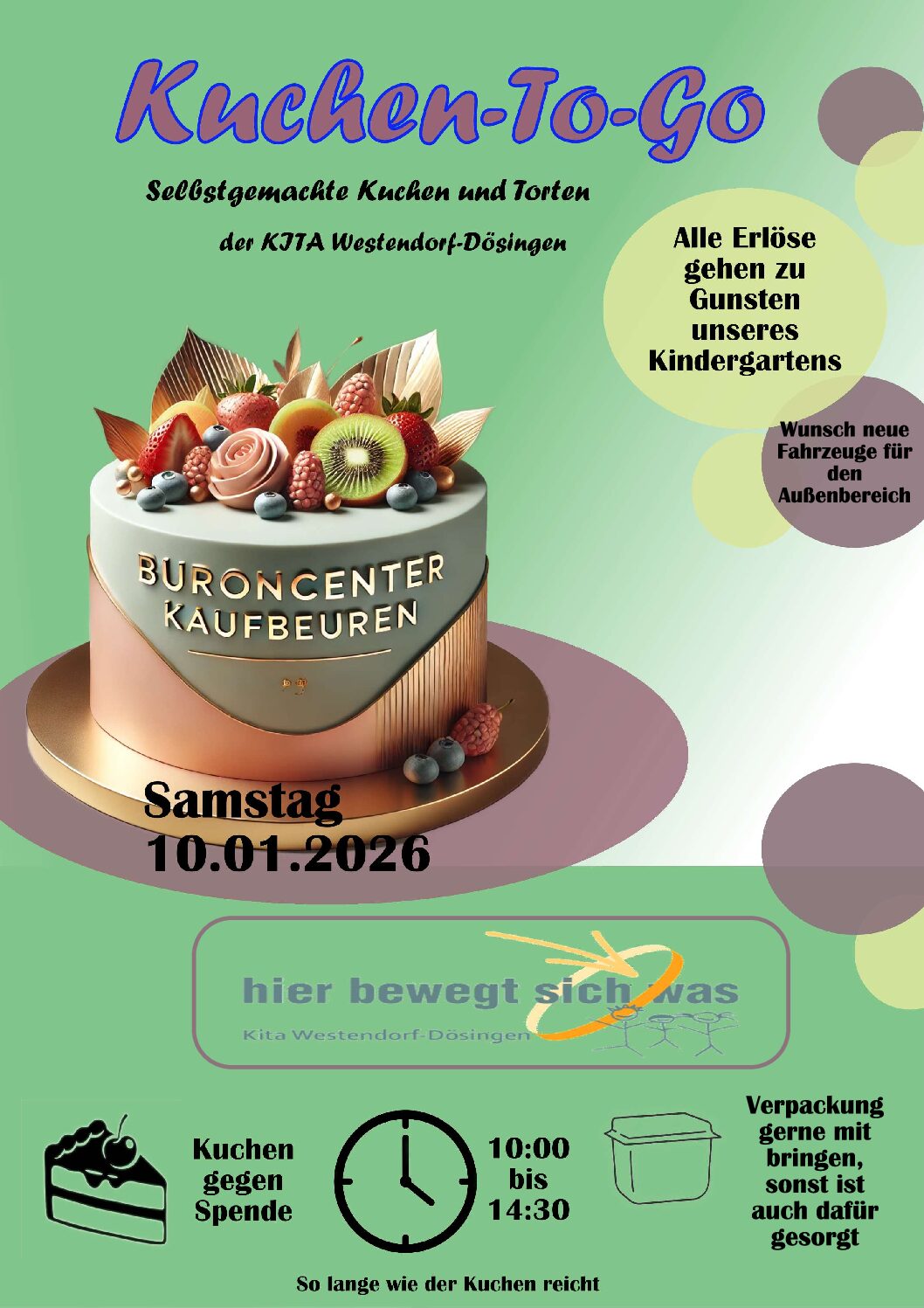Kuchenverkauf am 10.01.2026 im Buron-Center